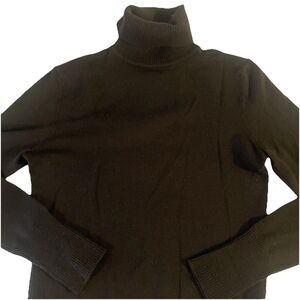 Charter Club Petite Black Turtleneck Sweater P/P Italian Yarn Stretch LS Ribbed